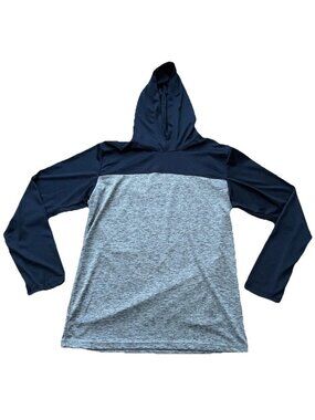 Real Essentials Mens Medium Lightweight Long Sleeve Pullover Hoodie Blue Gray